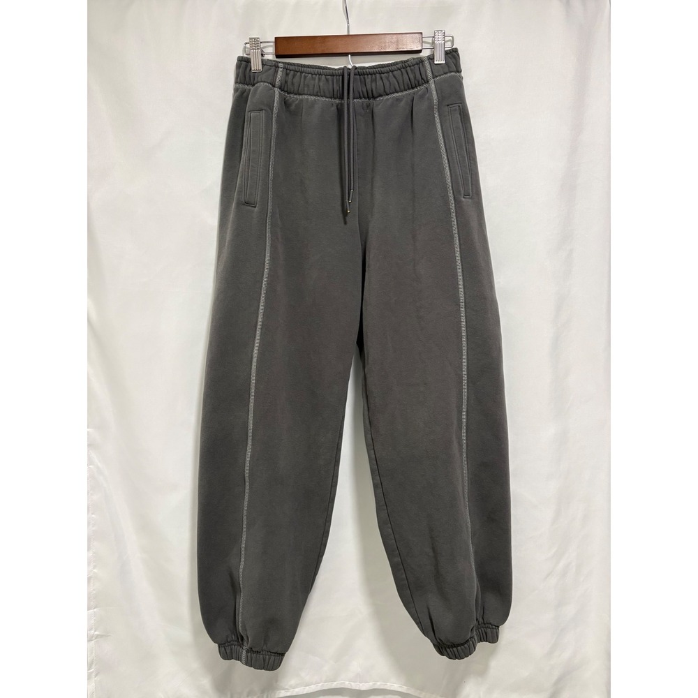 Athleta Midweight Fleece Jogger Sweatpants Gray Drawstring Pockets Women's S‎